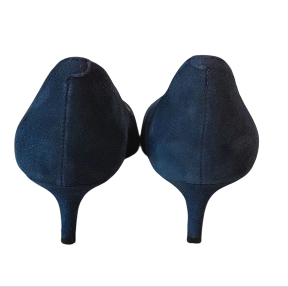 Talbots Erica Classic Blue Suede Heels Pointed Toe Kirren Heel Pumps Size 9 - Picture 7 of 10